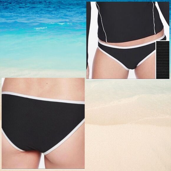 Athleta Clean Bound Bottom women’s swim bikini Black White Large NEW 🏊 🏝️ - Picture 2 of 7